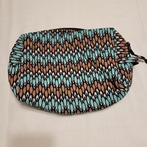 Vera Bradley Teal and Brown Cosmetic Bag